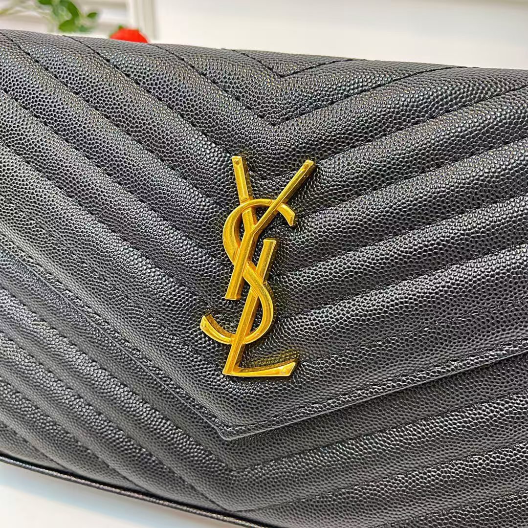 Saint Laurent Black Matelassé Leather Cassandre bag on Chain - Image 10