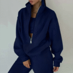 Women’s Two-Piece Fleece Hoodie & Jogger Set, Casual Streetwear Style - Image 9