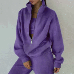 Women’s Two-Piece Fleece Hoodie & Jogger Set, Casual Streetwear Style - Image 8