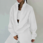 Women’s Two-Piece Fleece Hoodie & Jogger Set, Casual Streetwear Style - Image 7