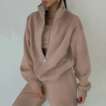 Women’s Two-Piece Fleece Hoodie & Jogger Set, Casual Streetwear Style - Image 6