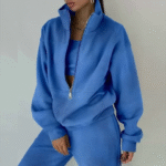 Women’s Two-Piece Fleece Hoodie & Jogger Set, Casual Streetwear Style - Image 5
