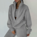 Women’s Two-Piece Fleece Hoodie & Jogger Set, Casual Streetwear Style - Image 3