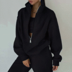 Women’s Two-Piece Fleece Hoodie & Jogger Set, Casual Streetwear Style - Image 2