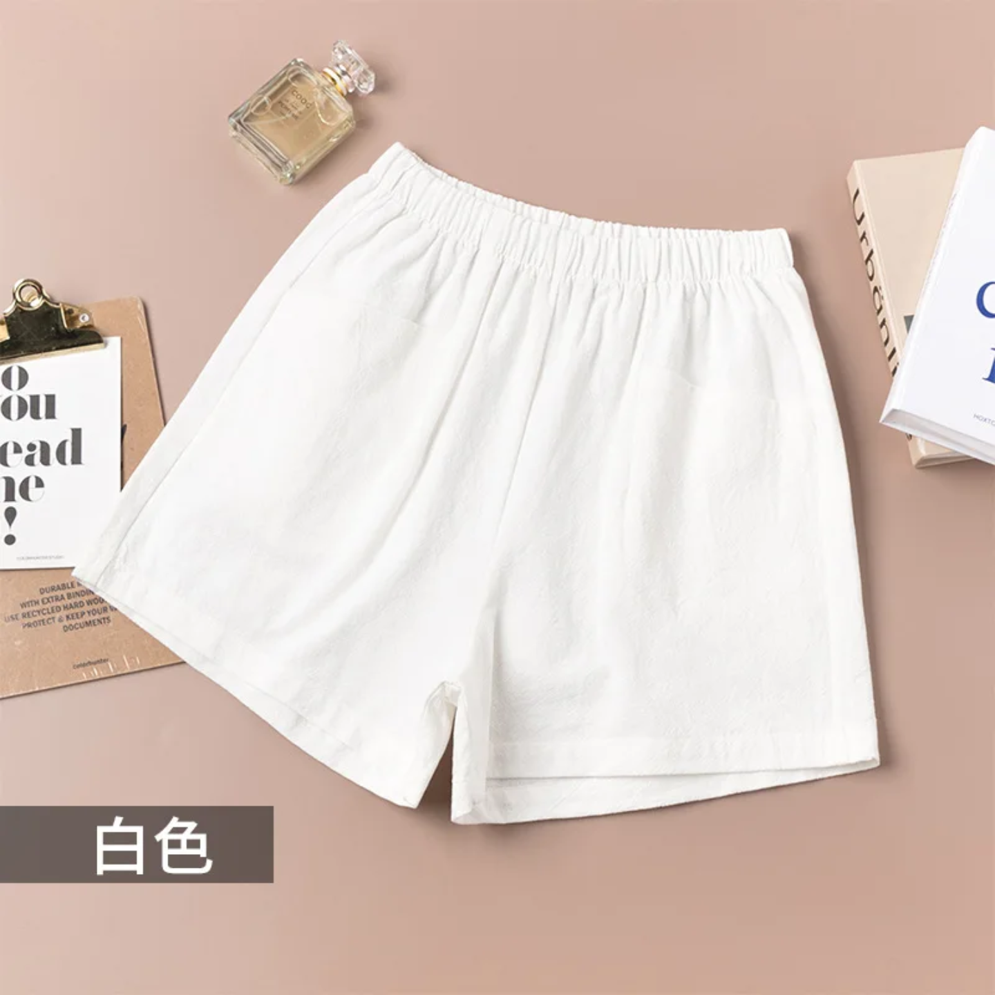 Women’s High-Waisted Cotton & Linen A-Line Shorts Summer Casual, Wide-Leg Fit - Image 2
