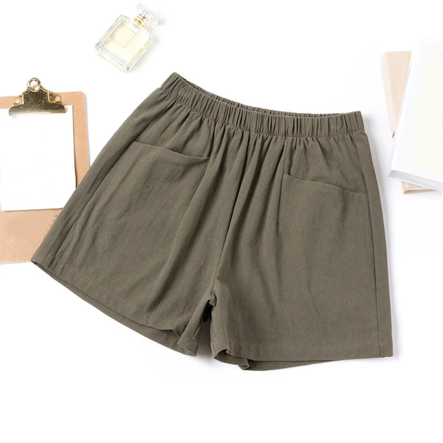 Women’s High-Waisted Cotton & Linen A-Line Shorts Summer Casual, Wide-Leg Fit - Image 10
