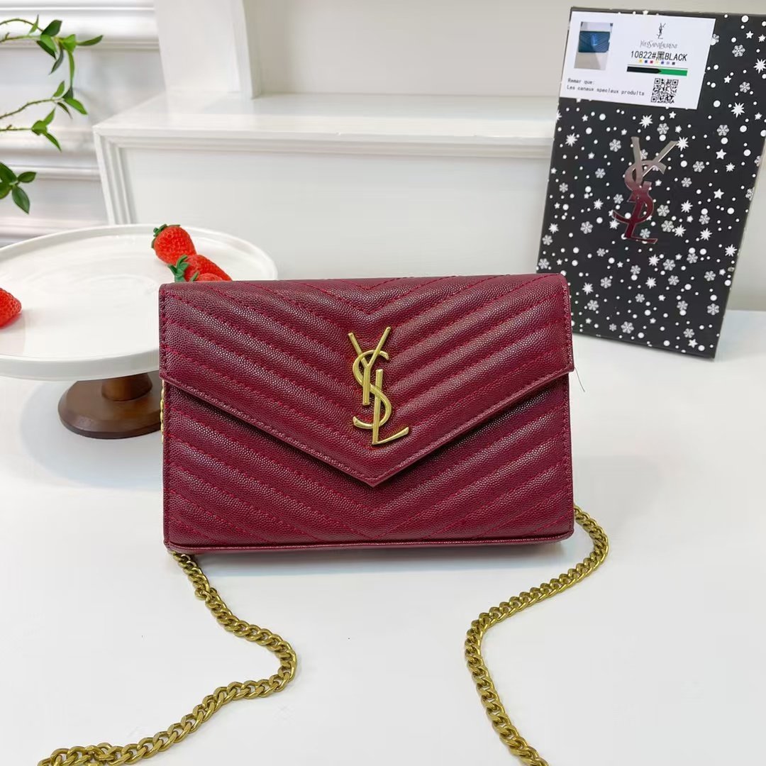 Saint Laurent Black Matelassé Leather Cassandre bag on Chain - Image 4