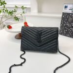 Saint Laurent Black Matelassé Leather Cassandre bag on Chain - Image 3