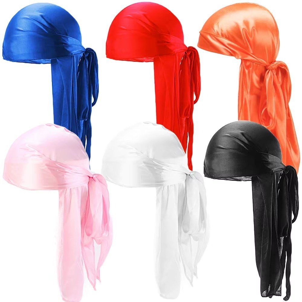 Extra Long-Tail Head Wraps Durags silk for Men for Beach Decorative