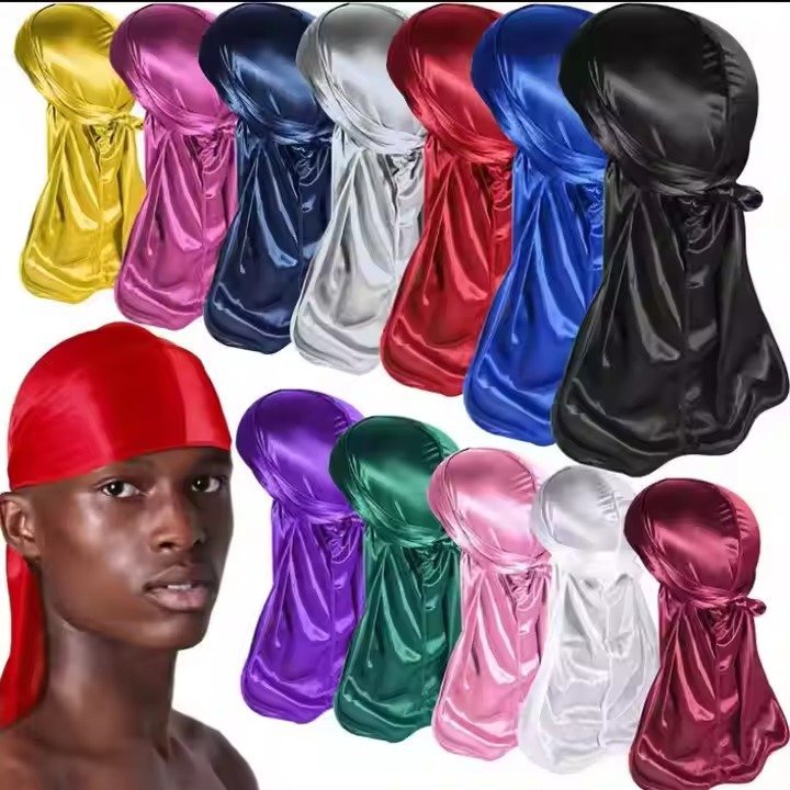 Extra Long-Tail Head Wraps Durags silk for Men for Beach Decorative - Image 2