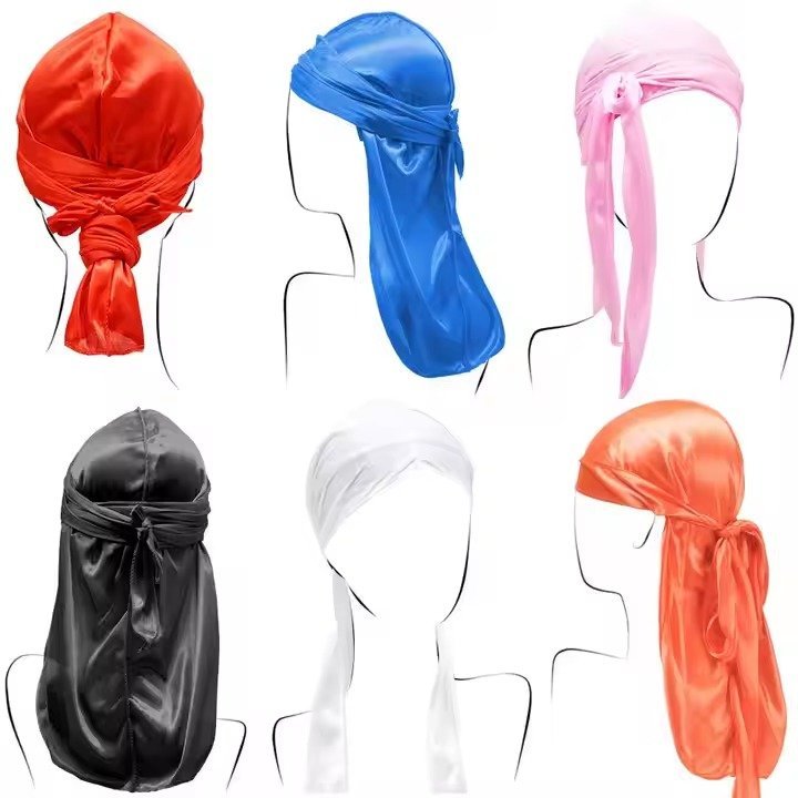 Extra Long-Tail Head Wraps Durags silk for Men for Beach Decorative - Image 3