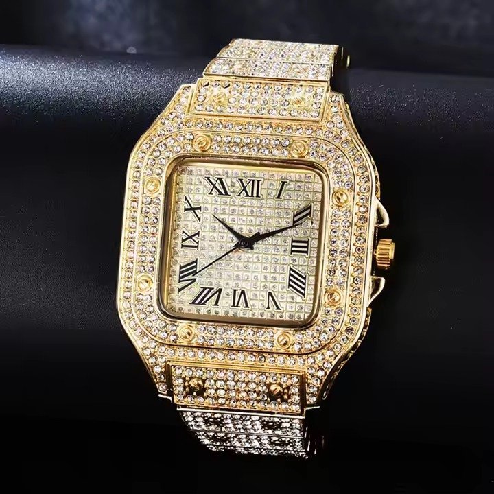 Men's Basic Waterproof Moissanite Watch with Band and Diamond Fashion Ring - Image 2