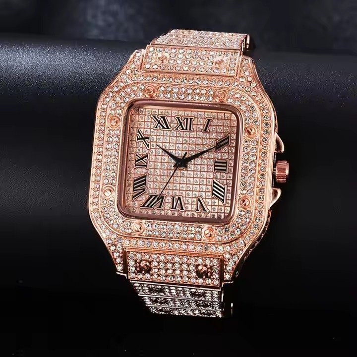 Men's Basic Waterproof Moissanite Watch with Band and Diamond Fashion Ring - Image 3