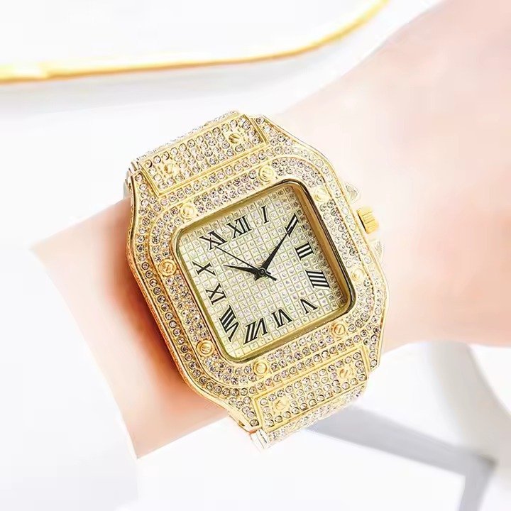 Men's Basic Waterproof Moissanite Watch with Band and Diamond Fashion Ring - Image 4