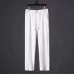 Summer Men 2 Piece Suits Short Sleeve Tops + Long Pants Solid Polo-White Color - Image 2