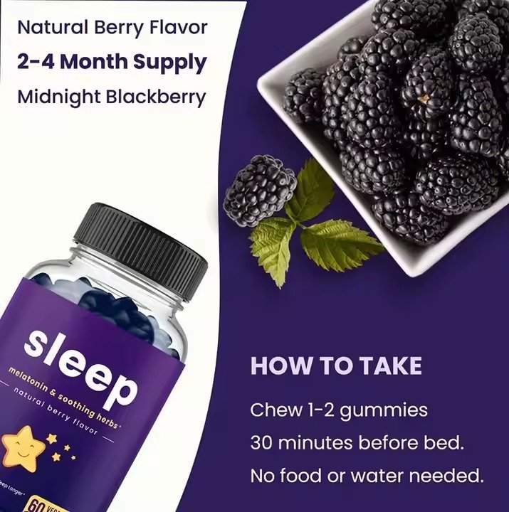 Organic Melatonin Gummies with Vitamins Vegan Adult-Suitable Sleep Assistance Gummy Candy Dosage - Image 3