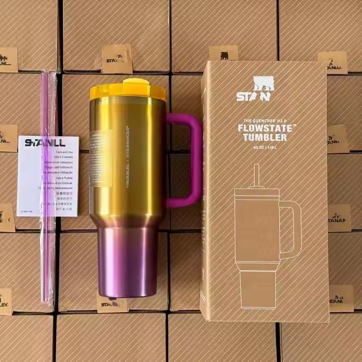 40oz Double Wall Vacuum Insulated Thermos Cup with Handle Lid Stainless Steel Car Thermos Straw Coffee Cup - Image 2