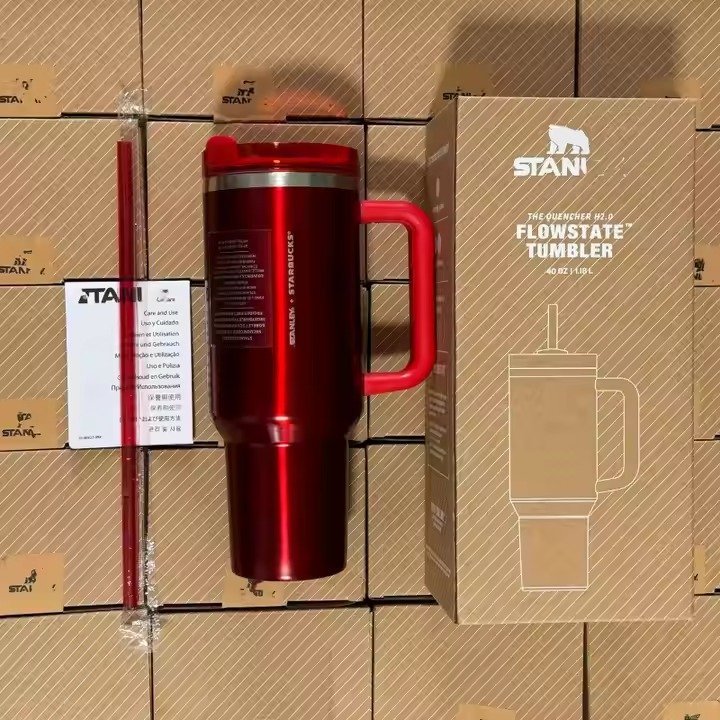 40oz Double Wall Vacuum Insulated Thermos Cup with Handle Lid Stainless Steel Car Thermos Straw Coffee Cup - Image 3