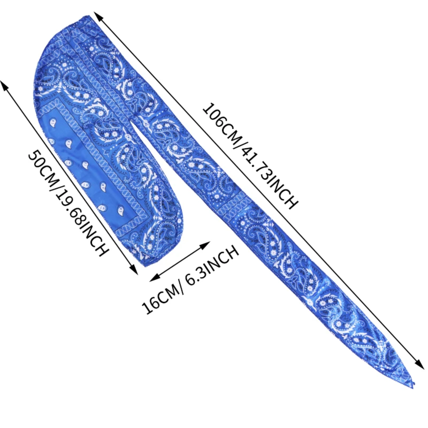 Custom Paisley Print Extra Long-Tail Durag for Men – Designer Do-Rag Head Wrap - Image 3