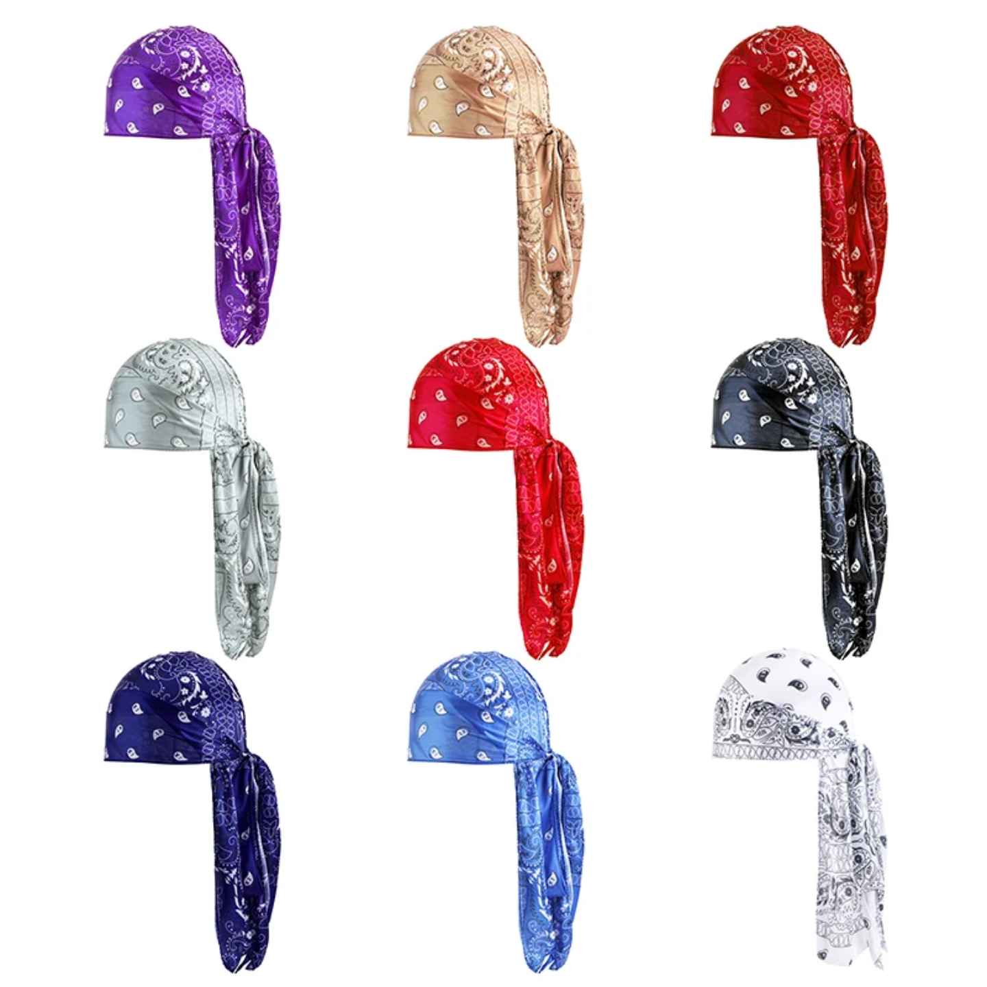 Custom Paisley Print Extra Long-Tail Durag for Men – Designer Do-Rag Head Wrap - Image 8