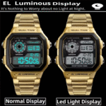 Skmei Men's Dual Time Digital Sports Watch – Luxury Stainless Steel Band, Waterproof LED Chronograph - Image 2