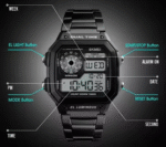 Skmei Men's Dual Time Digital Sports Watch – Luxury Stainless Steel Band, Waterproof LED Chronograph - Image 4