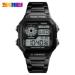 Skmei Men's Dual Time Digital Sports Watch – Luxury Stainless Steel Band, Waterproof LED Chronograph - Image 6