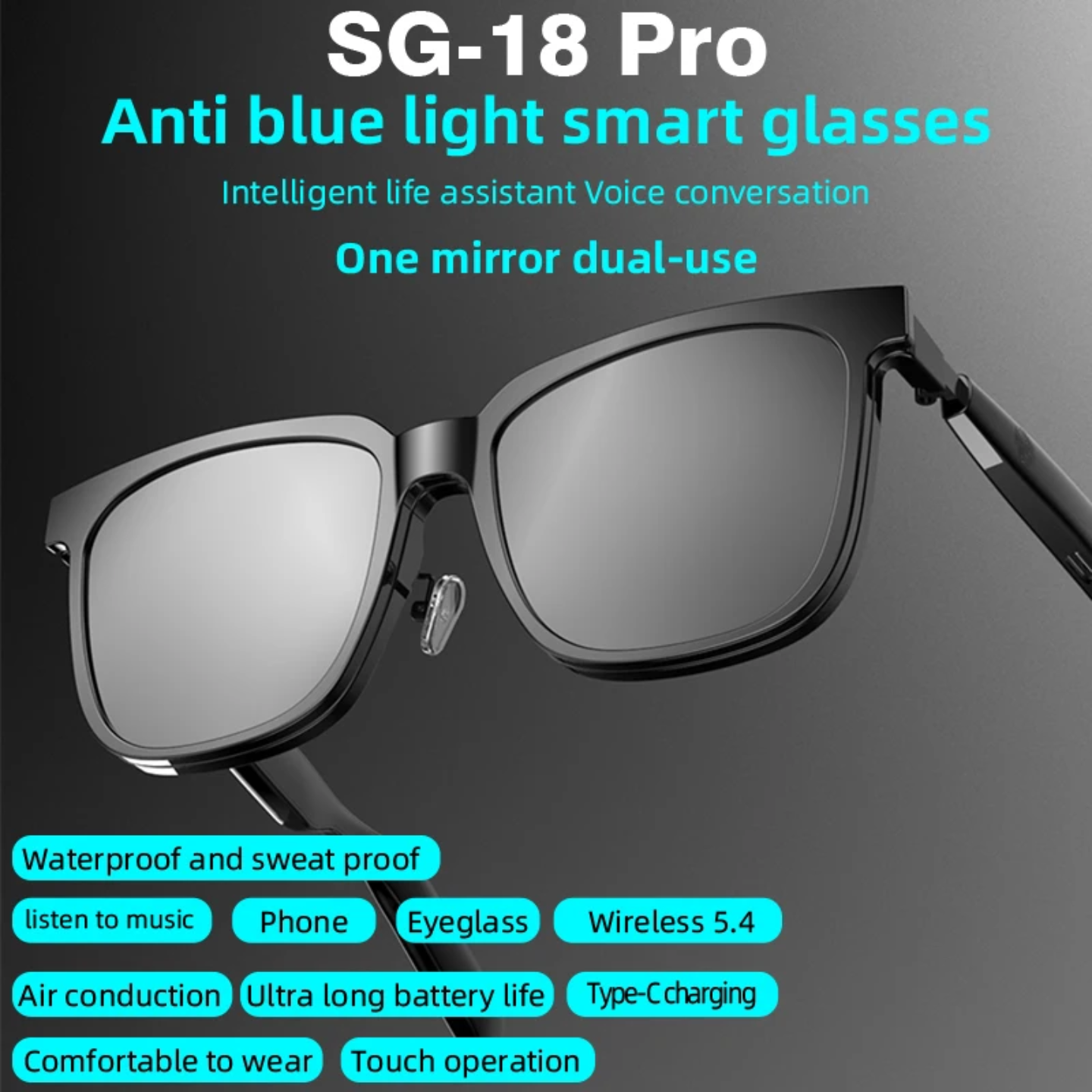 SG18 Pro Smart Bluetooth Glasses – Luxury Polarized Audio Sunglasses for Men (Blue, Ideal for Travel & Driving) - Image 2