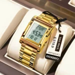 CAREKISO Original LED Men Watch Waterproof Week Calendar Alarm Man Wristwatch Rectangle Stainless Steel Electronic Men's Watches - Image 2