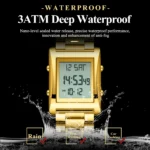 CAREKISO Original LED Men Watch Waterproof Week Calendar Alarm Man Wristwatch Rectangle Stainless Steel Electronic Men's Watches - Image 3