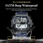 POEDAGAR Sports LED Men Watch Waterproof Luminous Week Date Square Man Wristwatch Silicone Strap Electronic Quartz Men's Watches - Image 3