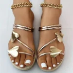 Elegant Women's Heart Flat Sandals Open Toe Woman Slippers Non Slip Shoes Outdoor Beach Slides Women Sandals Summer 2024 Size 43 - Image 6