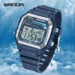 SANDA 6196 Electronic Watch Multi functional Night Glow Waterproof Sports Men's Lightweight Square Classic Student Watch 2025 - Image 4
