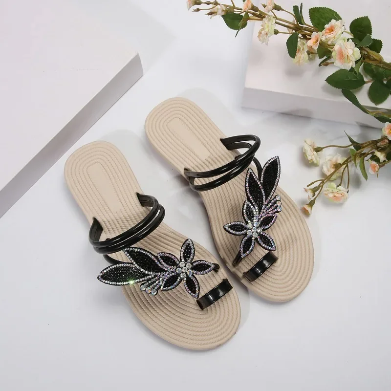 Glitter Slippers Women Summer Sandals 2025 Fashion Bling Female Butterfly Flops Beach Diamond Flat Shoes Outdoor Slides Sandals - Image 6