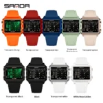 SANDA 6273 Wristwatch Square Dual Time Man Electron Analog Watch for Men Women Waterproof Count Down Timer Digital World Time - Image 2