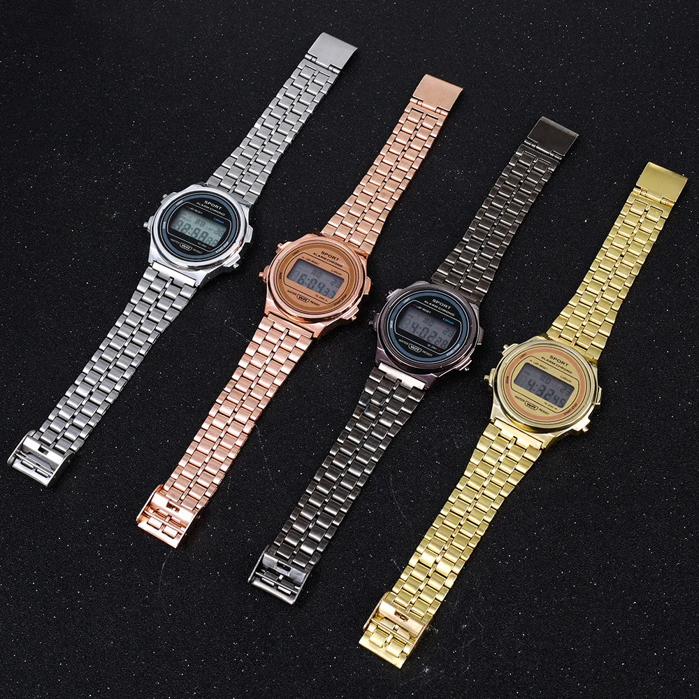 Women Casual LED Electronic Watch Retro Stainless Steel Strap Ladies LED Digital Watch Multifunction Sports Wristwatch Clock - Image 3