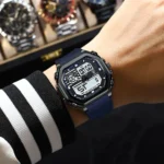 POEDAGAR Sports LED Men Watch Waterproof Luminous Week Date Square Man Wristwatch Silicone Strap Electronic Quartz Men's Watches - Image 5
