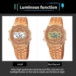 Women Casual LED Electronic Watch Retro Stainless Steel Strap Ladies LED Digital Watch Multifunction Sports Wristwatch Clock - Image 6
