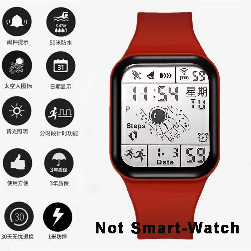Fashion Digital Watch for Men Women Waterproof LED Sports Watches Spaceman Multifunction Clock Student Electronic Wristwatch - Image 2