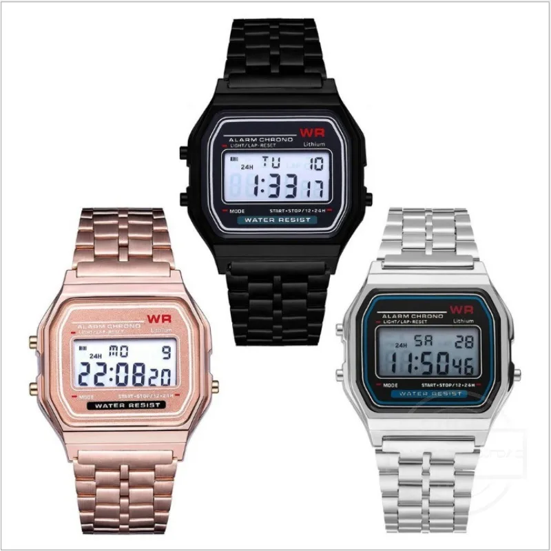 Luxury LED Digital Watches for Men Stainless Steel Gold Sliver Electronic Watch Fashion Business Mens Watch Relogios Masculino - Image 2