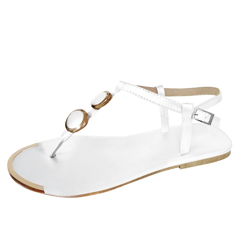 2024 The New Summer Sandals Women Fashion Casual Beach Outdoor Flip Flop Sandals Metal Decoration Ladies Flat Shoes Plus Size - Image 5