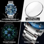 POEDAGAR Sport Wristwatch for Man LED Alarm Dual Time Display Digital Quartz Men Watch Electronic Waterproof Men's Watches Reloj - Image 4