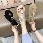 Women Sandals 2024 New Summer Casual Flat Sandals Flip Flops Luxury Designer Fashion Shoes Women Open Toe Daily Sandals Women - Image 4