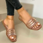 Shoes Summer Women 2023 Fashion Comfort Plus Size Slippers Women Sequined Flat Sandals Slippers Sandalias De Mujer - Image 2