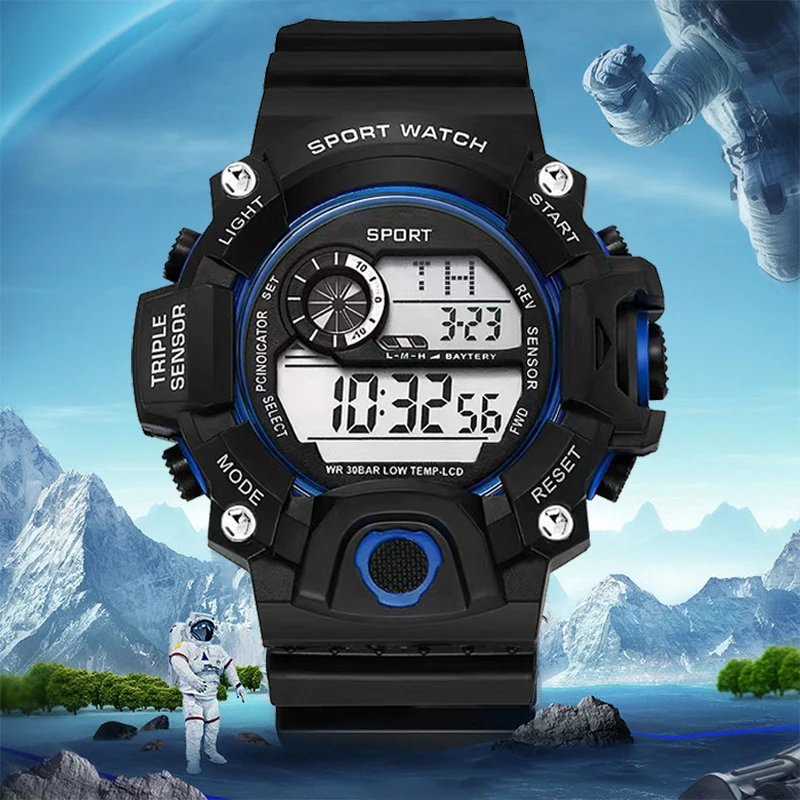 Men's Watch Digital Sports LED Backlight Electronic Watch Multi-function Alarm Date Chronograph Men's Outdoor Sports Clock The m