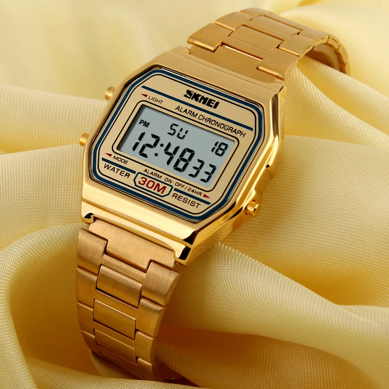 SKMEI Business Stainless Steel Strap Electronic Watch For Men Women Casual Sport Waterproof Digital Male Wristwatch Reloj Hombre - Image 2
