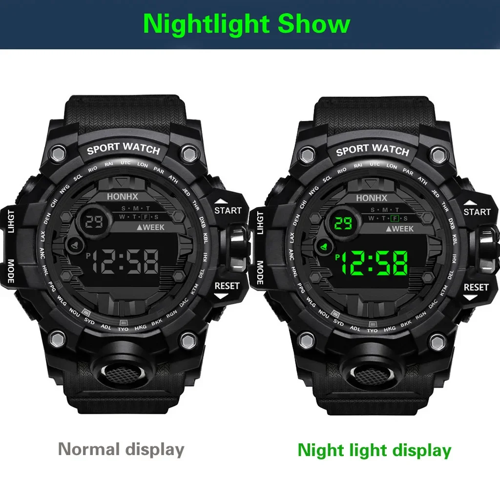 Y12 Men's Watches Big Dial LED Digital Watch Multifunction Men Sports Watch Alarm Clock Stopwatch Fitness Electronic Wristwatch - Image 5