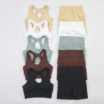 Women’s 6-Piece Ribbed Yoga Set – Leggings, Shorts & Sportswear Fitness Outfit | Athletic Gym Wear - Image 3