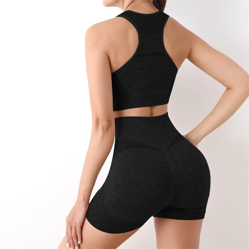 Seamless Scrunch Butt Yoga Set – High Waist Shorts Leggings with Matching Sports Bra for Fitness & Workout - Image 4