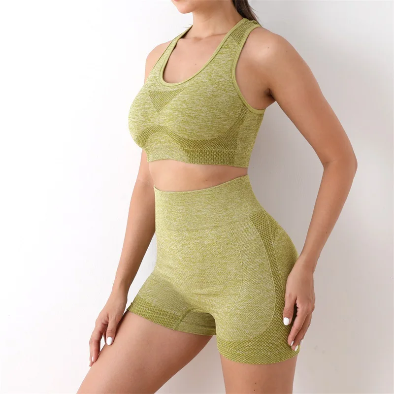 Seamless Scrunch Butt Yoga Set – High Waist Shorts Leggings with Matching Sports Bra for Fitness & Workout - Image 3